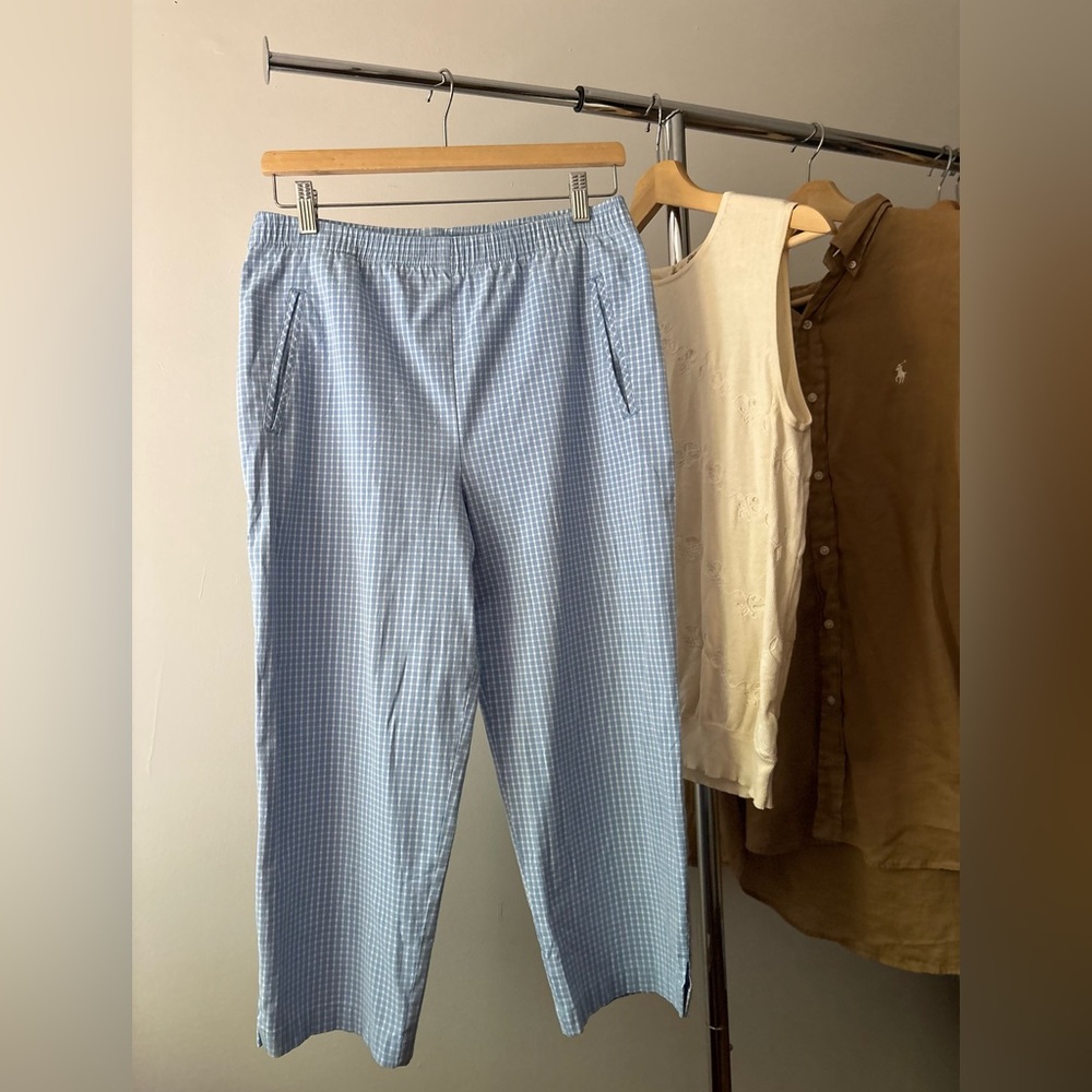 Y2K Blue Gingham Capris